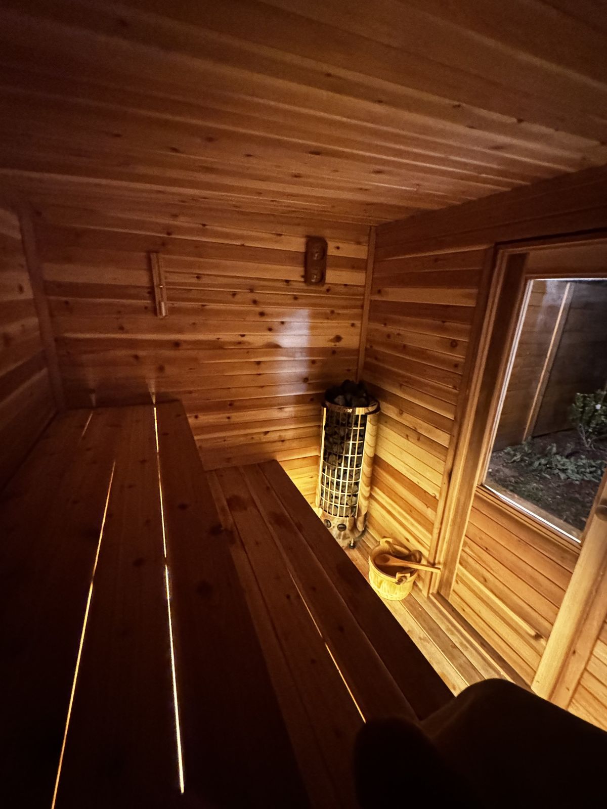 Cedar sauna installation